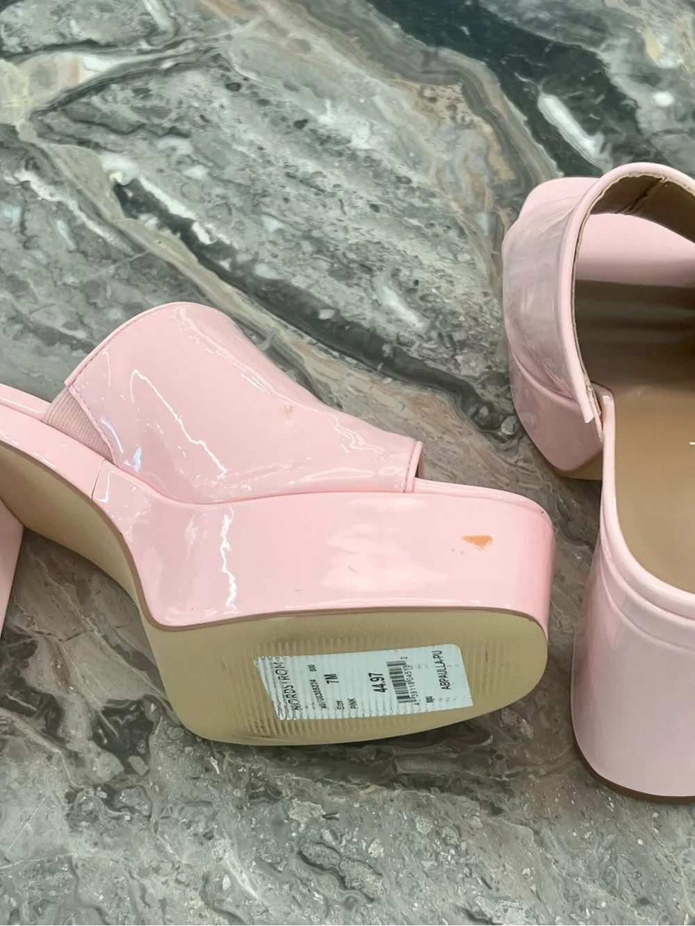 Abound Light Pink Patent Platform Mule Heels